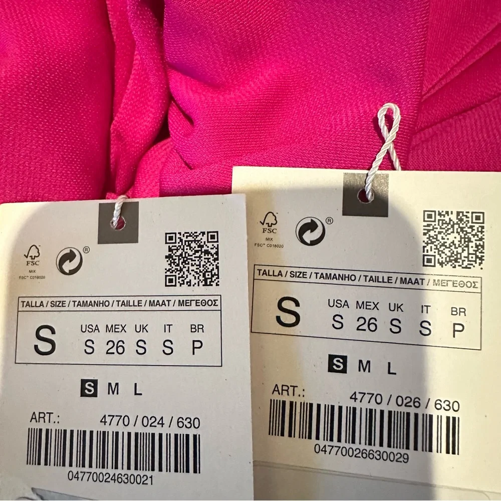 New Zara 2 Piece Fuchsia Pink Asymmetric Top and Draped Midi Skirt Small